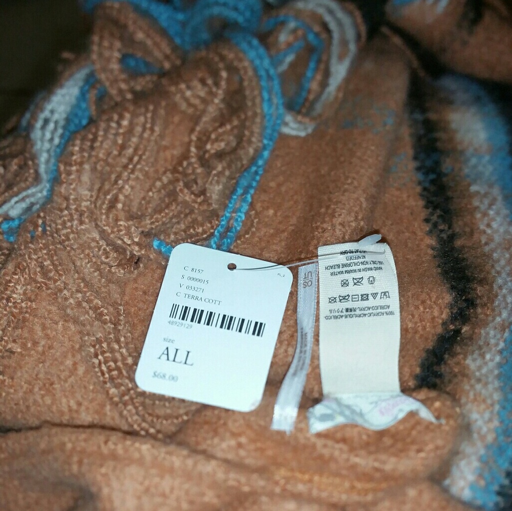 New free people wren plaid blanket wrap rust OS FP - Picture 7 of 7